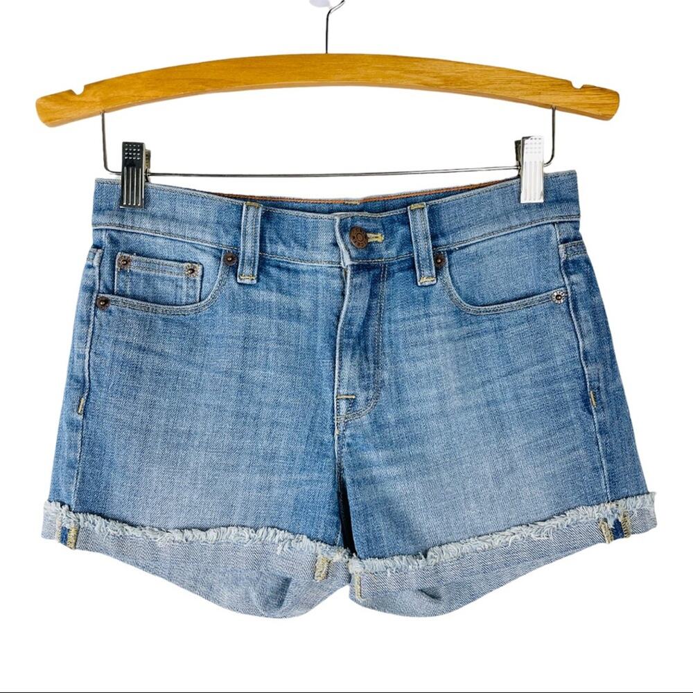 J. Crew blue stretch cutoff cuffed denim jean shorts 24